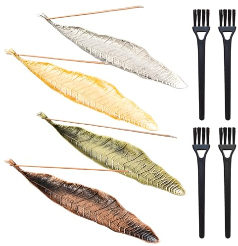 4 Pcs Porta Incenso Per Bastoncini Portaincenso Porta Bastoncini Incenso Materiale In Lega Di Zinco Adatto Per Casa Ufficio Yoga Meditazione Decorazione Dela Casa 4 pcs Pennelli Piccoli （20.7*4.3*1cm）