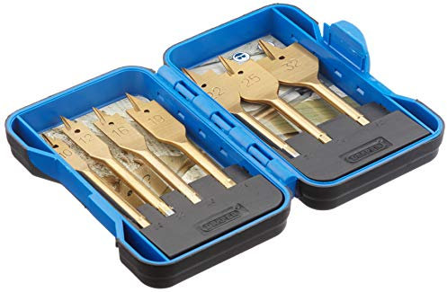 Draper 18560 Titanium Nitride Coated Flat Wood Bit Set, 10mm - 32mm, 7 Pcs