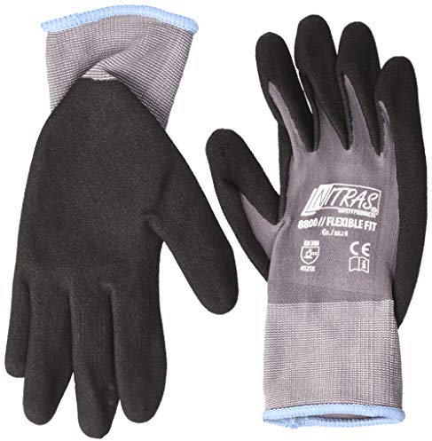 NITRAS 8800 Flexible Fit Allroundhandschuhe Gartenhandschuhe, Grau/Schwarz, Gr. 6 (3 Paar)