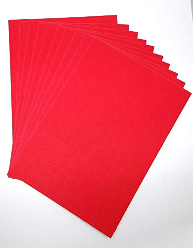 Carta glitterata rossa A4, carta glitterata, non capannone, fogli di carta scintillante, 250 g/m², senza acidi, senza acidi, 10 fogli