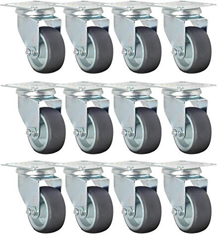 RRIUTO Juego de 12 Ruedas Giratorias Hasta 50 kg por Rueda, Ruedas para Muebles Pesados Giratorio 360 Grados, 50MM Ruedas de Transporte para Mover Muebles, Carros, Estanterías