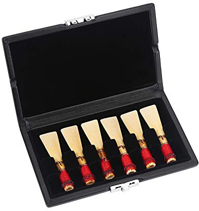 Bassoon Reed Case Box, PU Leather Cover Black Bassoon Reed Container Box Case with Slots replacement for 6pcs Reeds