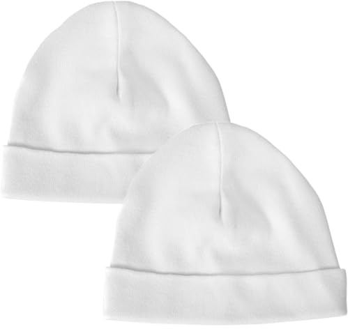 Baban Baby Cotton Baby Hats Newborn British Made 2 Pack, White