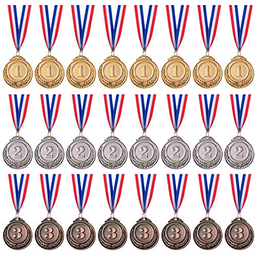 Favide 24 Pieces Gold Silver Bronze Award Medals-Winner Medals Gold Silver Bronze Prizes for Competitions, Party,Olympic Style, 2 Inches