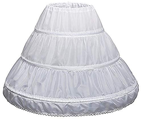 Petticoat Reifrock,Halber Slip Mädchen Petticoat 3 Ringe Blumenmädchen Reifrock Petticoat Underskirt Crinoline für Prinzessin Rockabilly Kleid Weiß Poloster 65CM