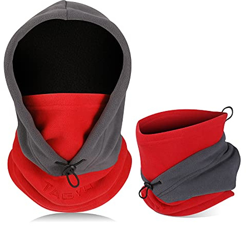 TAGVO Balaclava, vindtät skidmask med termofleece-huva, mångsidig användning, unisex-ansiktsmask för vintern, varmt och ventilerande ansiktsskydd, tung nackvärmare för vintersport utomhus, GRÅ, En Storlek