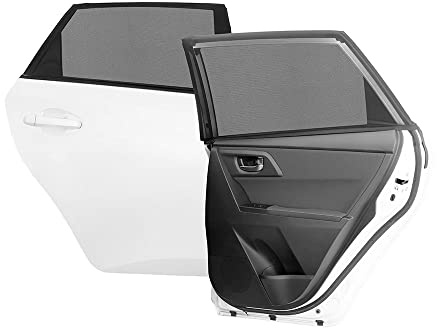 InnovaGoods® Parasol Ventanas traseras Coche 2 Uds, Malla para Coche Lateral sin Montaje ni Herramientas, Ajustable, Protege la privacidad y Protección UV. Reduce la sensación de Calor