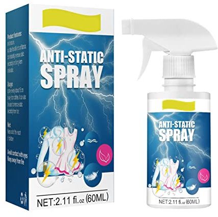 Gereton Spray Antiestático De 60 Ml, Spray Antiestático para Ropa, Eliminador De Estática, Spray Adhesivo Estático para Ropa, Reduce La Adherencia Estática para Ropa Y Muebles