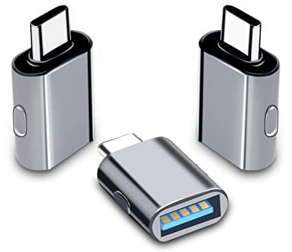 3 Stücke USB C Stecker auf USB A 3.0 Buchse Adapter mit OTG,Typ C Thunderbolt 4/3 Ladekabel Kompatibel mit Airpods, MacBook,Tablets,Laptops,Dell XPS, Samsung Huawei,Typ-C Gerät - Spacegrau