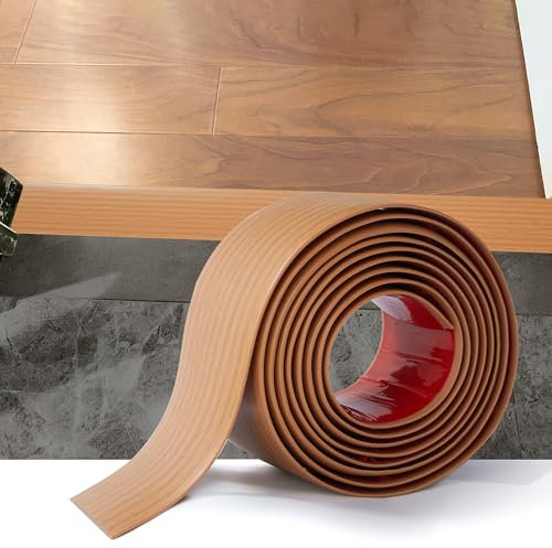 2M PVC Floor Transition Strip Laminate Floor Cover Strips Self Adhesive PVC Floor Door Divider Strip Flat Laminate Profile Flooring Edge Trim Joining Strip Door Bar(5cm,Yellow Wood Grain)