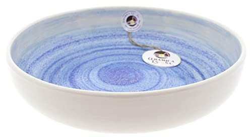 CERÁMICA ESPAÑA | Ensaladera cerámica | Ensaladeras originales | Ensaladeras decoración Arena Azul Claro - Modelo M02 | Decoración 100% hecho a mano | 18x18x5.5 cm