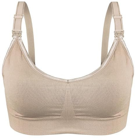 ana wiz Brasier de lactancia suave y cómodo | Correas ajustables y clips fáciles de abrir | Brasier de lactancia materna inalámbrico y elástico, beige, XL
