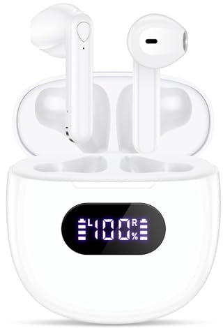 Wireless Earbuds, V5.3 Bluetooth Headphones, 48H Playtime LED Power Display USB-C Charging Case, HiFi Stereo Deep Base Earphones IPX7 Waterproof Ear Buds with Built-in Mic for Workout/Home/Office