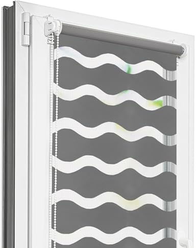 Estika Welle Doppelrollo klemmfix ohne Bohren - 50 cm x 120 cm - Dunkelgrau - Tag und Nacht Duo Rollo, Duo Rollo, Rollos für Fenster ohne Bohren, Fenster sichtschutz