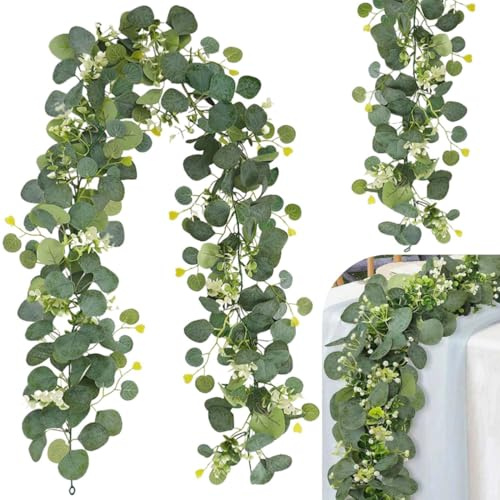 VISLANTE Eukalyptus Girlande 2 Stück Künstliche Pflanze Eukalyptus Deko