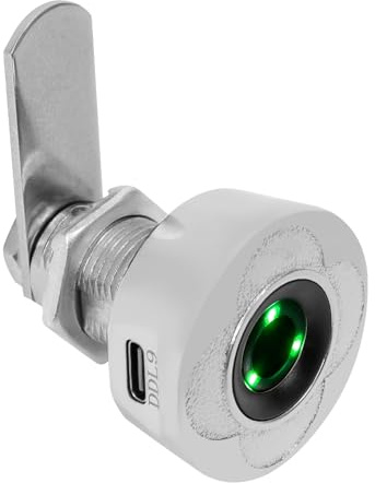 WEIGR Fingerabdruck Schublade Schloss, Smart Fingerabdruck, 18mm Elektronisches Schubladenschloss mit USB-Aufladung, 6-8 Monate Standby-Zeit, für Möbel und Spinde (5-12mm) (Silber)