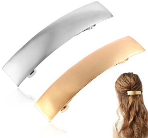 WUSJCOF 2 piezas Pasadores de estilo francés minimalistas de metal, Elegante clip automático, Accesorios decorativos para el cabello, Vintage, Clips pelo mujer, fino y grueso, Para mujeres y niñas
