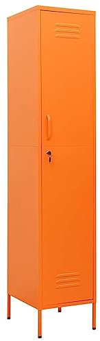 HETFTJN Armoire de rangement de cuisine, organiseur de pharmacien, d'atelier, à casiers verrouillables, orange, 35 x 46 x 180 cm, en acier, pour cave, bureau, jardin, balcon
