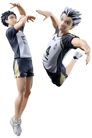 Ciyoulio 2PCS Akaashi Keiji Figure Statue Kotaro Bokuto Action Figure Jumping Pose Model PVC Statue Collectible Desktop Decoration Ornament Gift