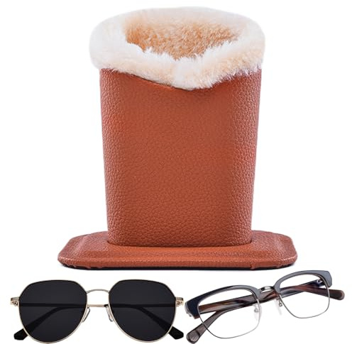 Sucritude Porte-Lunettes | Support Porte-Lunettes Avec Doublure En Peluche | Pochette Protectrice en Cuir PU Antrayures pour Maison, Bureau ou Cadeau
