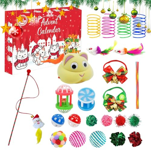 Bohany Calendrier de l'Avent 2025 avec jouets de Noël, pour chatons et chatons, cadeaux de l'Avent saisonniers pour les amoureux des animaux de compagnie et les adultes