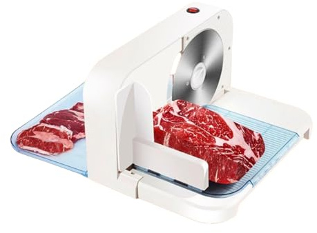 Cortadora Eléctrica De Alimentos Cortadora De Carne Plegable Corte Continuo Grosor 0-15 Mm Cuchilla Grande De Acero Inoxidable Ø 190 Mm Corta Con Precisión Carne, Queso, Pan, Fruta Y Verdura 200 W