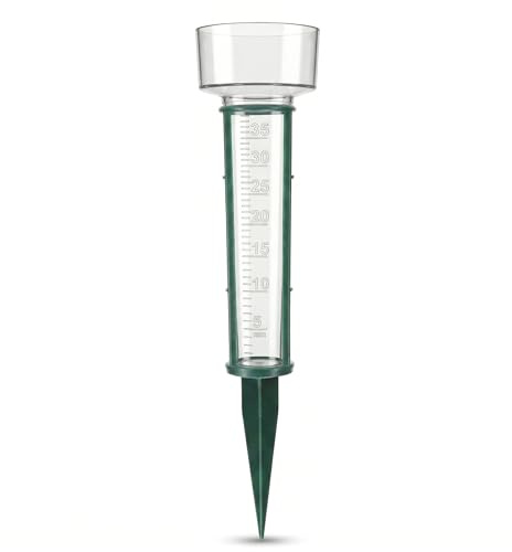 Lantelme Rain Gauge with Ground Spike Plastic Rain Gauge for Water Quantity Measurement in the Garden Greenhouse Rainwater Meter Garden Stake