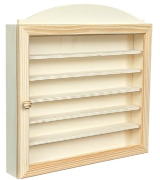 Greca - Vetrina per collezione, in legno, con 6 ripiani per diversi articoli, porta in vetro, in legno naturale, uso decorativo