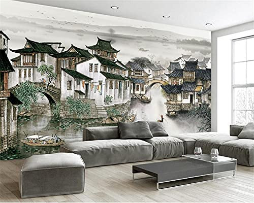 MUMUWUSG Mural De Pared Cuarto De Los Niños - Retro Ciudad Arquitectura Puente - Papel Tapiz Fotográfico Tapiz 3D Mural No Tejido Papel Pintado Y Tapiz Y Decoración 140X70Cm