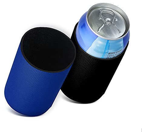 kwmobile 2x Rafraîchisseur de canette compatible avec 330ml / 355ml Boîte - Lot de refroidisseurs canettes soda bières 6,5 x 10 cm - noir-bleu