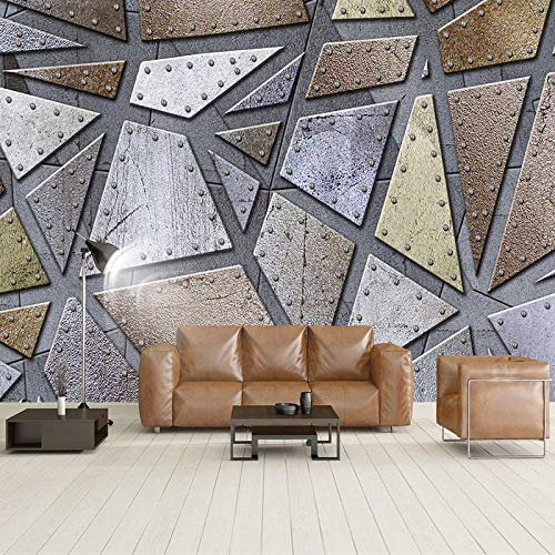 YXTSmurals Papel Pintado No Tejido Retro Colorido Geométrico Metal Mural De Efecto 3D Pared Pintado Papel Tapiz 3D Decoración Dormitorio Fotomural Sala Sofá Mural