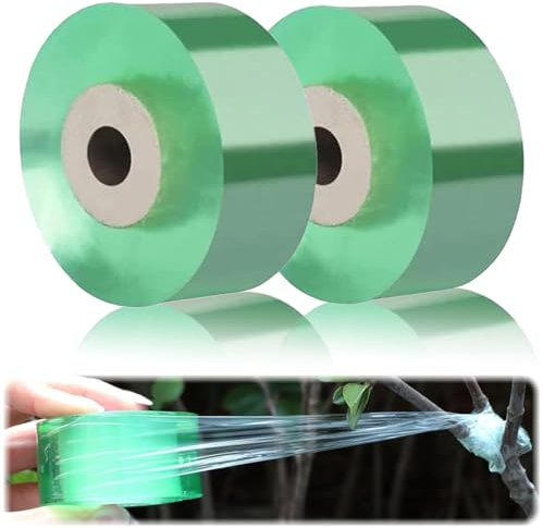 2 Pcs Rubans De Greffage,Ruban De Greffage D'Arbres Fruitiers En PVC Film Ruban Greffe Plante Ruban Extensible De Greffe D'Arbre Ruban De Pépinière Pour Arbre Jardinage Réparation (Vert Transparent)