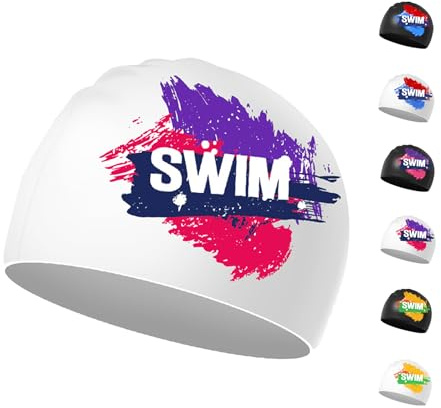 Gorros Piscina Niños 6-14 Años - Gorro Natación Niños Niñas Silicona y Impermeable (Blanco, Morado y Rosa)