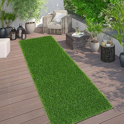 Bsmathom Alfombra de césped artificial para interiores y exteriores, césped artificial sintético de 2 x 10 pies, alfombra de césped artificial para exteriores, para decoración de balcón, jardín,