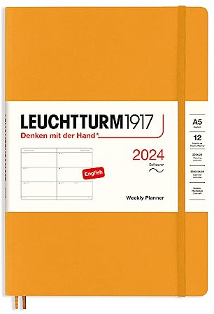 LEUCHTTURM1917 367660 Veckokalender, softcover, medium (A5) 2024, 12 månader, Rising Sun, engelska