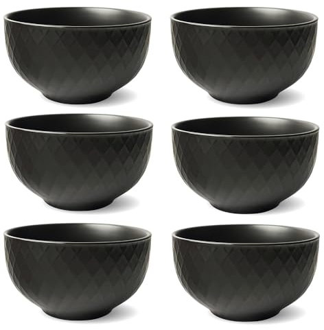 Schramm® 6 Stück Porzellanschüsseln in 3 verschiedenen Variationen wählbar 850 ml Müslischalen Salatschalen Porzellan Schale Schalenset 6er Pack Bowl, Farbe:schwarz matt