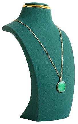 GemeShou Green necklace display stands for selling, Velvet necklace storage organizer, Necklace mannequin jewelry bust holder for boutique store【Green-Small height 21 cm】