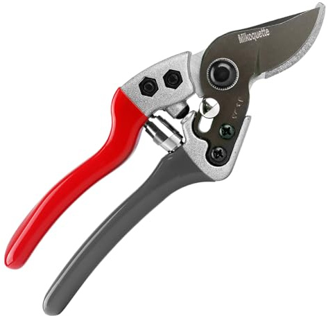Mikoquette Gartenschere, Rosenschere mit Bypass-Schneide für Blumen, Triebe und Zweige, Rebenschere max. Schneidedurchmesser 24 mm, Schneid-Ø: 24mm (Rot)