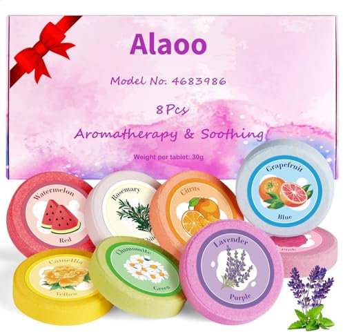Alaoo Badebomben Geschenkset, 8 PCS Badekugeln, Bio natürliche ätherische Öle, Geschenke für Frauen, Freundin, Kinder, Mama, Schaumbad, Badekugel für Geburtstags Weihnachts Valentinstag (B)