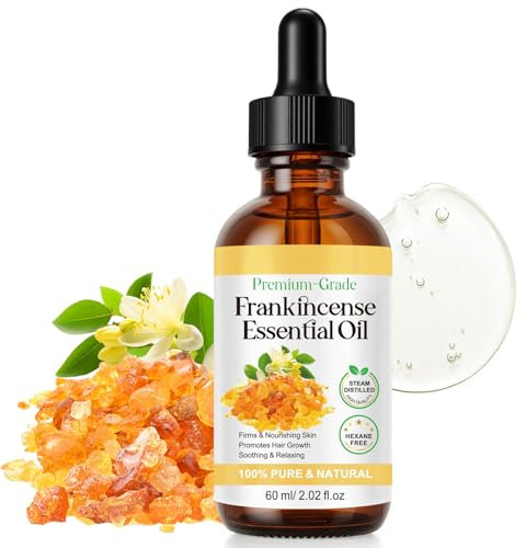 Weihrauchöl für die Haut, 100% reines und natürliches Bio-Weihrauchöl für Selbstpflege, Haut, Gesicht, Haare, Linderung von Beschwerden, Beruhigung, Massage & Entspannung | Vegan