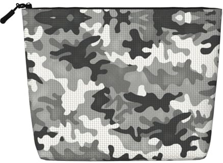 1 bolsa de maquillaje de cáñamo falso con estampado de jirafa, organizador de artículos de aseo de viaje, almacenamiento diario, esencial para viajes de negocios, verde camuflaje, Talla única