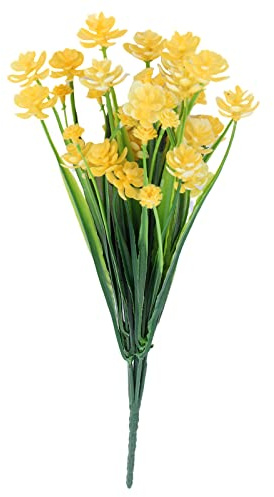 Jerool Juego de 4 flores artificiales amarillas artificiales, ramo de flores artificiales para decoración de bodas