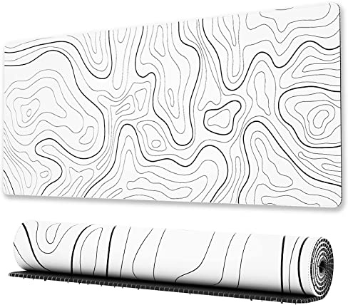 Mis.Moon Tapis de souris japonais blanc, tapis de souris XXL pour gaming, grande nappe de bureau en fleurs de cerisier, tapis de clavier pour gaming anime, grande protection de bureau étendue pour la