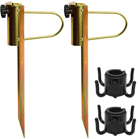 KQDRAVINE Rasendorn Sonnenschirmhalter, 2 Stück Metall Sonnenschirmständer, Sonnenschirm Halterung Erdspieß, Rasendorn für Sonnenschirme für Sonnenschirme mit einem Durchmesser von 20-35 mm