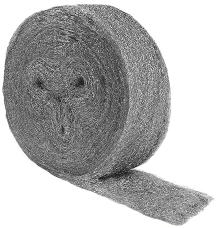 MOGRQAP Lana d'Acciaio 00 Contro i Topi, 20m Pulizia Paglietta Abrasiv Lana di Ferro Fine per Fori, Fessure del Muro, Rimuovere Ruggine, Lucidare il Metallo, Pulire il Vetro, Legno, Metallo(20m x 7cm)