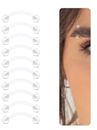DJCIW Piercing per sopracciglio in bioflex trasparente, 14 G, 10 pezzi, in plastica flessibile, per sopracciglio, labbro, cartilagine, trago e ombelico, ipoallergenici, curvi, gioielli da uomo, 16 mm