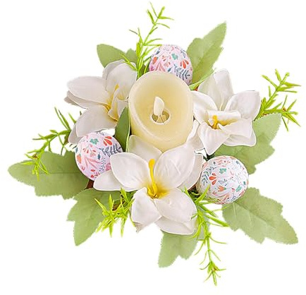 Påskringar Kransar,Påskringar Kransar Kraftig vårkransblommiga krans | Bondgård för Bord Mittpunkt Påsk Vår Semesterhus Ring Blossom Garland Mittpunkt
