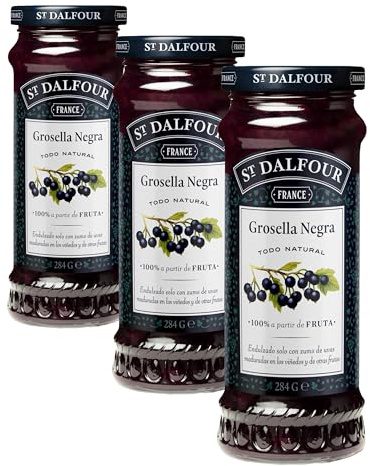 St Dalfour GROSELLAS NEGRAS | Fruta triturada | Mermelada natural 284g | 100% fruta sin azúcares añadidos (Paquete de 3)
