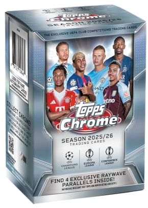 Topps Chrome® UEFA Club Competitions 2025-26 - Value Box (contient 7 paquets par boîte, 4 cartes par paquet)