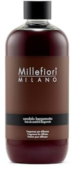 Millefiori 7RESB Sandalo Bergamotto påfyllningsflaska 500 ml för rumsdoft, diffuser natural, plast, brun, 9 x 6,8 x 17,7 cm